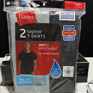 Hanes Men's Tagless T-Shirt - Black and Gray